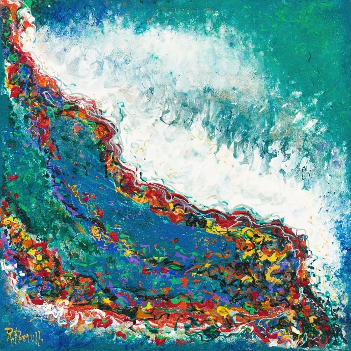 Acrilico e pigmenti, tecnica mista. Dim. 50 x 50 x 1,5 cm. Collezione RISVEGLI. Codice 24001