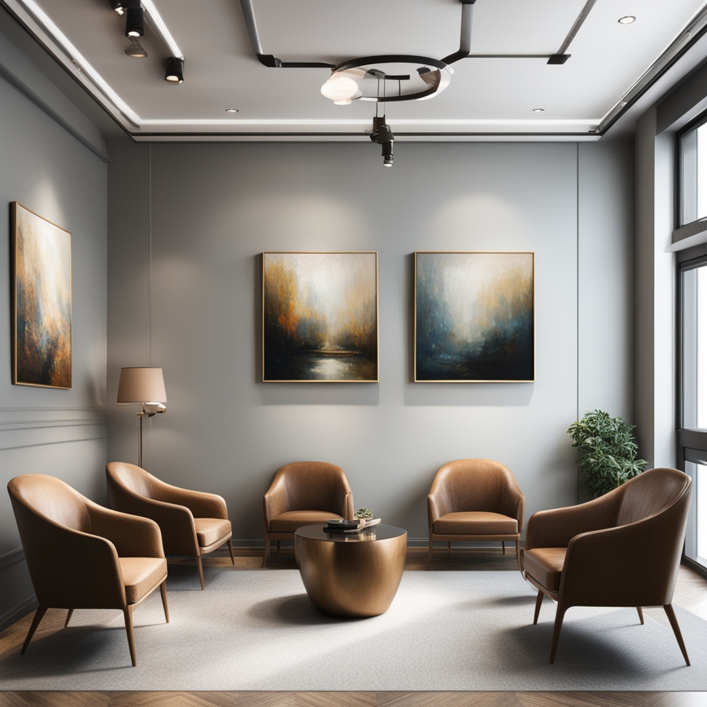 sala d'attesa elegante con dipinti
